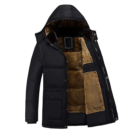 Btruely Windbreaker Herren Jacke Warme Winterjacke Parka mit Fell Wintermantel mit Kapuze Übergangsjacke Gefütterte Winterparka