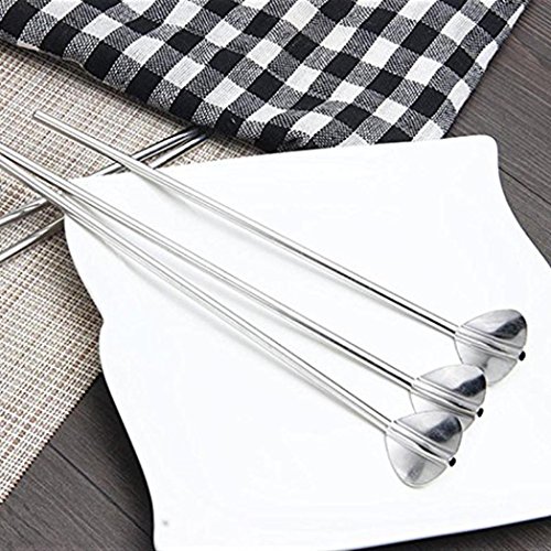 image for XEDUO 2 Pcs Stainless Steel Metal Long Handle Coffee Tea Spoons Drinki