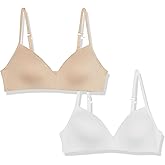 Calvin Klein Kids Girls' Soft Cup Bra 2-Pack, Nude/White, 34A