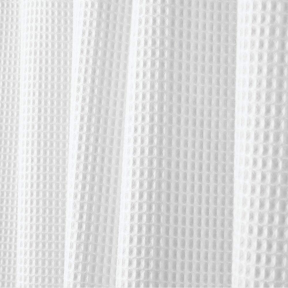 mDesign Hotel Quality Polyester/Cotton Blend Machine Washable Fabric Shower Curtain with Waffle Weave and Rust-Resistant Metal Grommets for Bathroom Showers and Bathtubs - 72" x 72" - White: Home & Kitchen