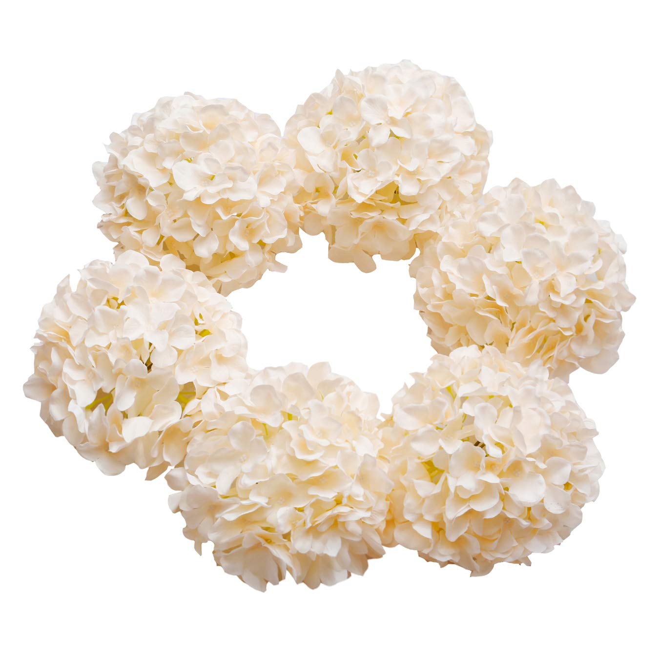 DuHouse Artificial Bigger Silk Hydrangea Flower Heads with Stem Realistic Fake Hydrangea Flower Bouquets for Wedding Home Party Garden Centerpiece Pack of 6(Champgane) — image 1