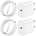 20W Rapid USB C Wall Super Fast Chargers Block Power Plug with 6Ft Type C to Lightning Cable, (MFi Certified) Lightning Charging Cord for iPhone 14 13 12 11 Pro Max Plus Air Mini iPad -Albedo 2Pack