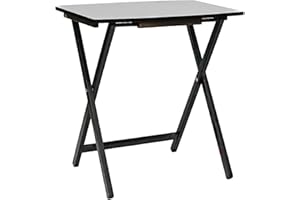 PJ Wood 5 Pack XL Oversize Tray Table for Living Room or Kitchen, Indoor TV Tray Set for Small Spaces and Family Gatherings, Black