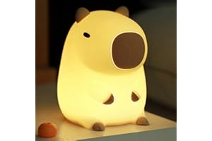 HAPPYBAG Cute Capybara Night Light,LED Squishy Animal Night Lamp,Soft Silicone Novelty Nightlight,Kids Funny Capybara Lamp Gifts,2 Level Dimmable Boys Girls Light Up Room Décor Rechargeable Touch Lamp