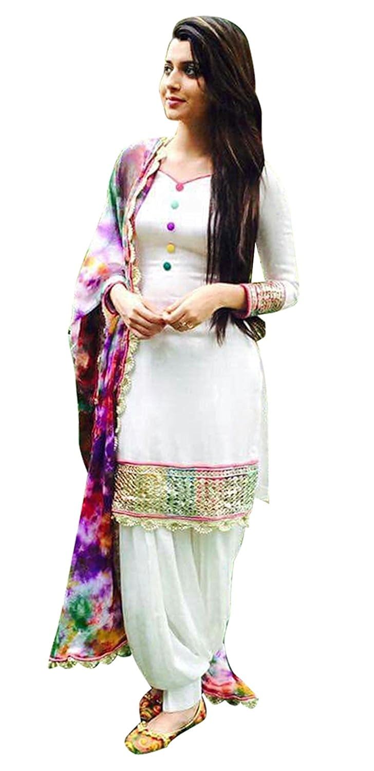 sparkle etnterprise women's cotton dress material (white patiyala._white_free size)