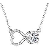 Jewmon Valentines Day Gifts for Her 925 Sterling Silver Infinity Necklace for Women Love Heart Necklace Silver Jewelry for Birthday Anniversary Ideal Gift for Girlfriend Wife Mom Daughter Sisters Gift