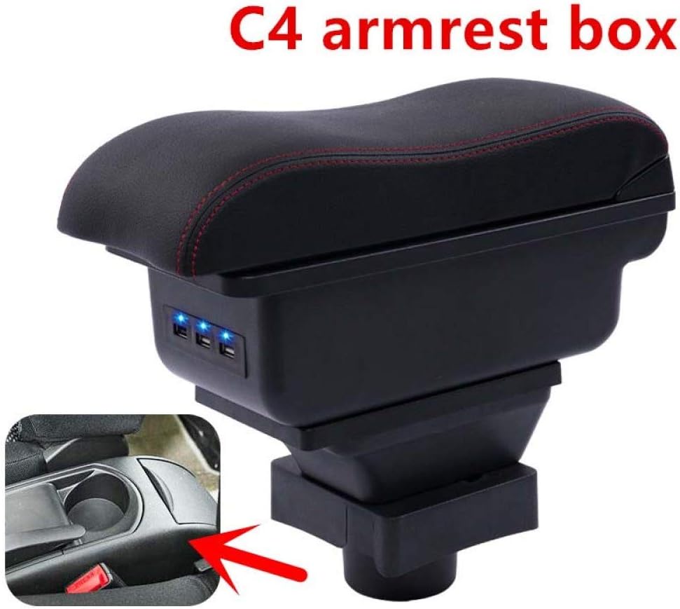 Dmwfaker Car Armrests Centre Console Storage Box Dual Layer Rest, For Citroen C4, armrest box central Storage content box holder products interior