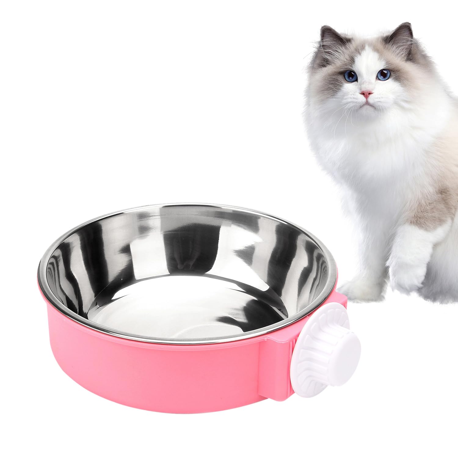 Uskerb Dog Crate Water Bowl Clip On, 2-In-1 No Spill Pet Water Feeder, Small Animal Bowls for Crate, Kennel, Cage, Easy Clean Clip Design