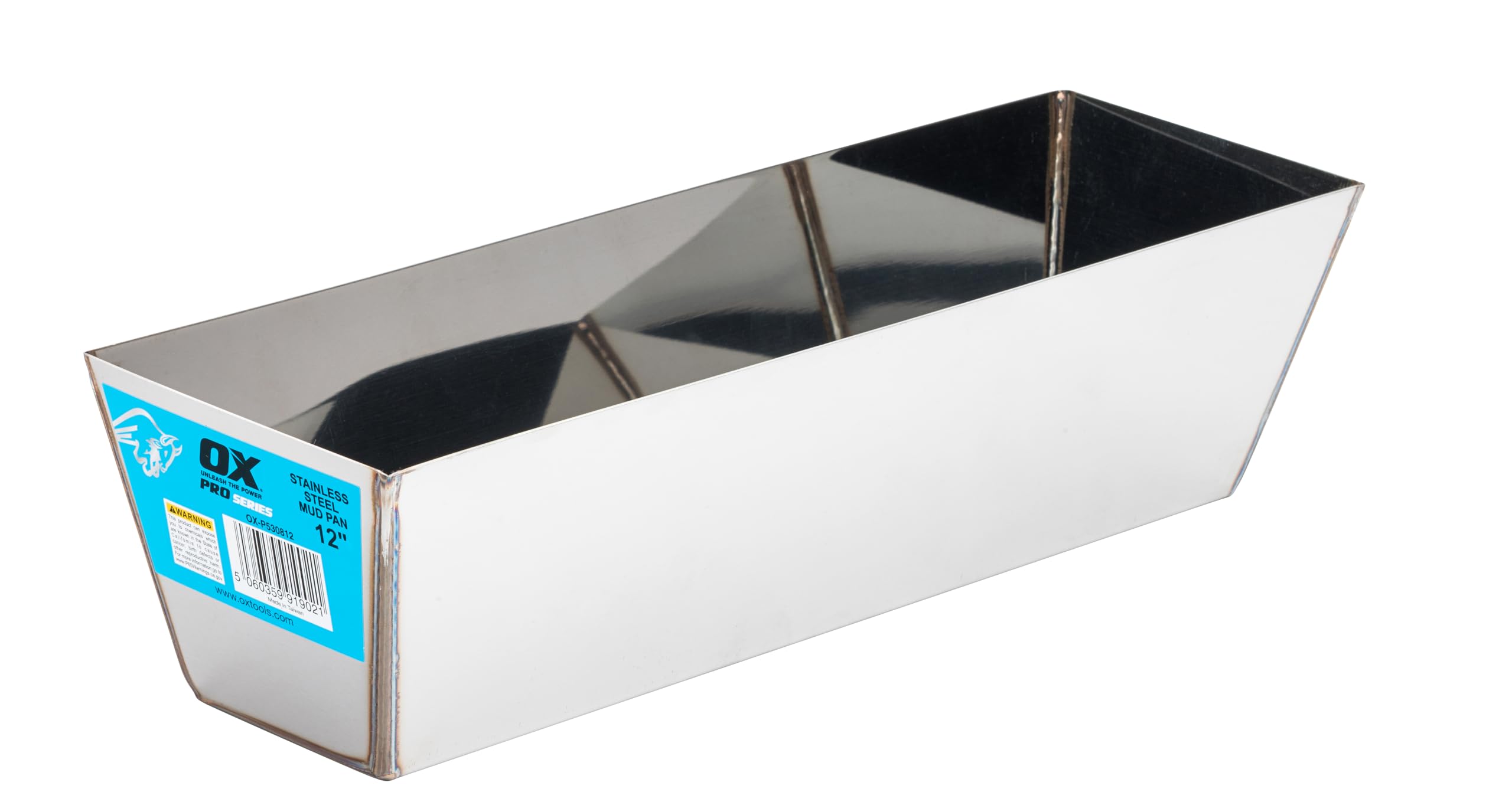 OX Pro Stainless Steel Plasterers Mud Pan - 12 in / 300mm, Blue