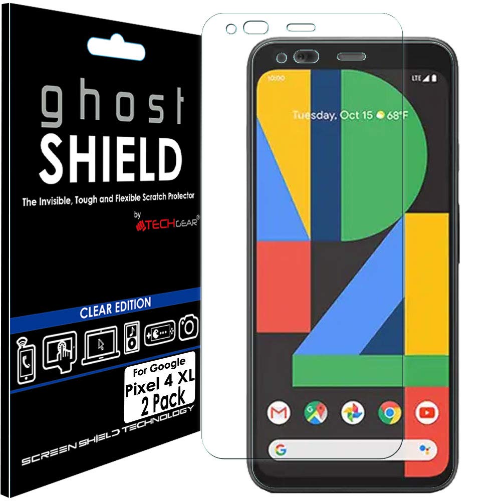 TECHGEAR [Pack of 2] Screen Protectors for Google Pixel 4 XL [ghostSHIELD Edition] Reinforced TPU film Screen Protector Guard Covers [FULL Screen Coverage] Curved Screen Area