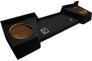 American Sound Connection Compatible with Chevy Silverado or GMC Sierra Full Size Extended Cab Truck 2007-2013 Dual 10" Subwoofer Sub Box Speaker Enclosure