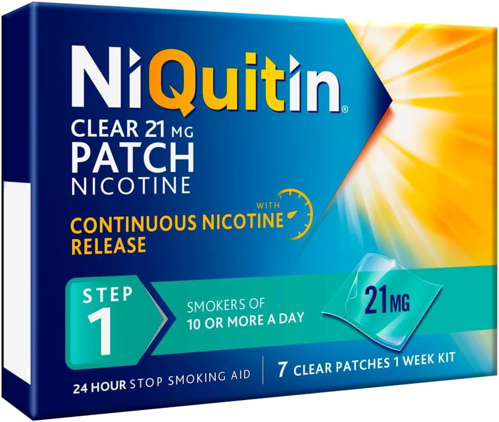 NiQuitin 21mg Patch Step 1 Clear 7 Patches 24h Craving Control UK