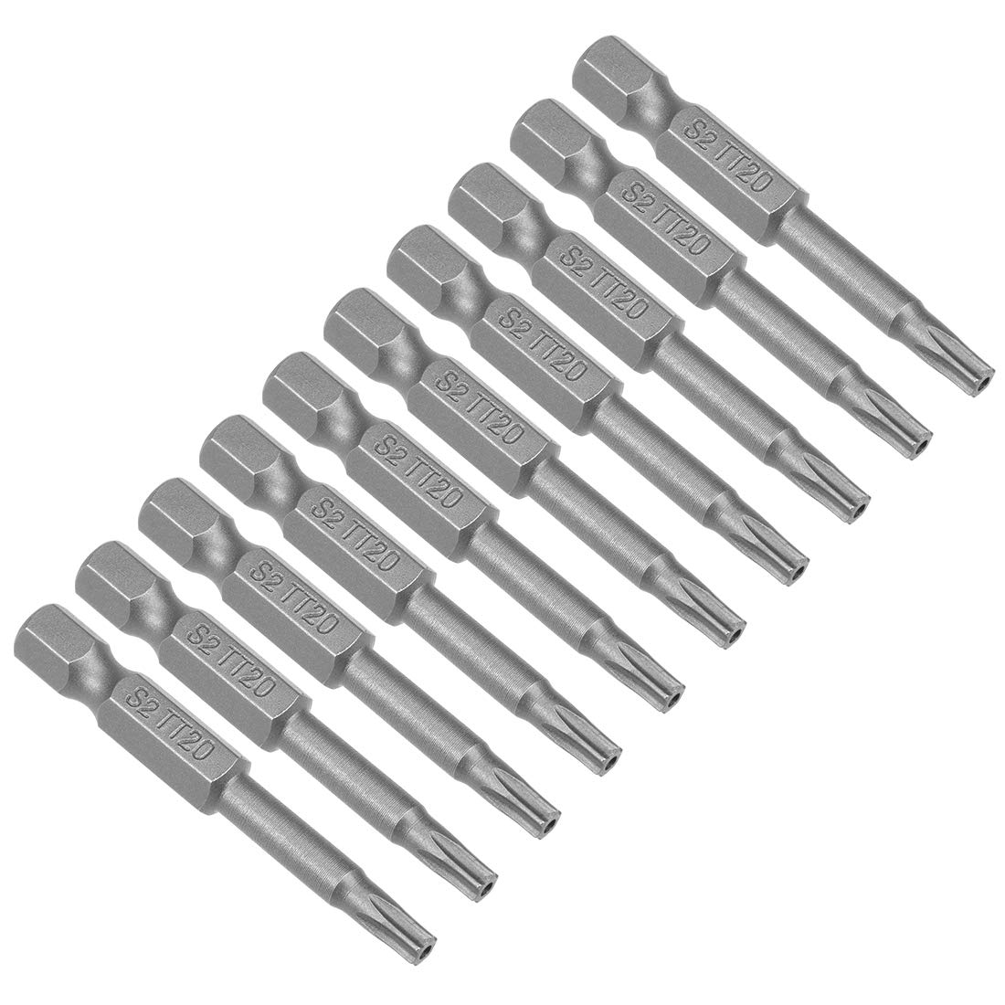 sourcing map 10 Pcs T20 Magnetic Torx Screwdriver Bits, 1/4 Inch Hex Shank 2-inch Length S2 Security Tamper Proof Screw Driver Kit Tools