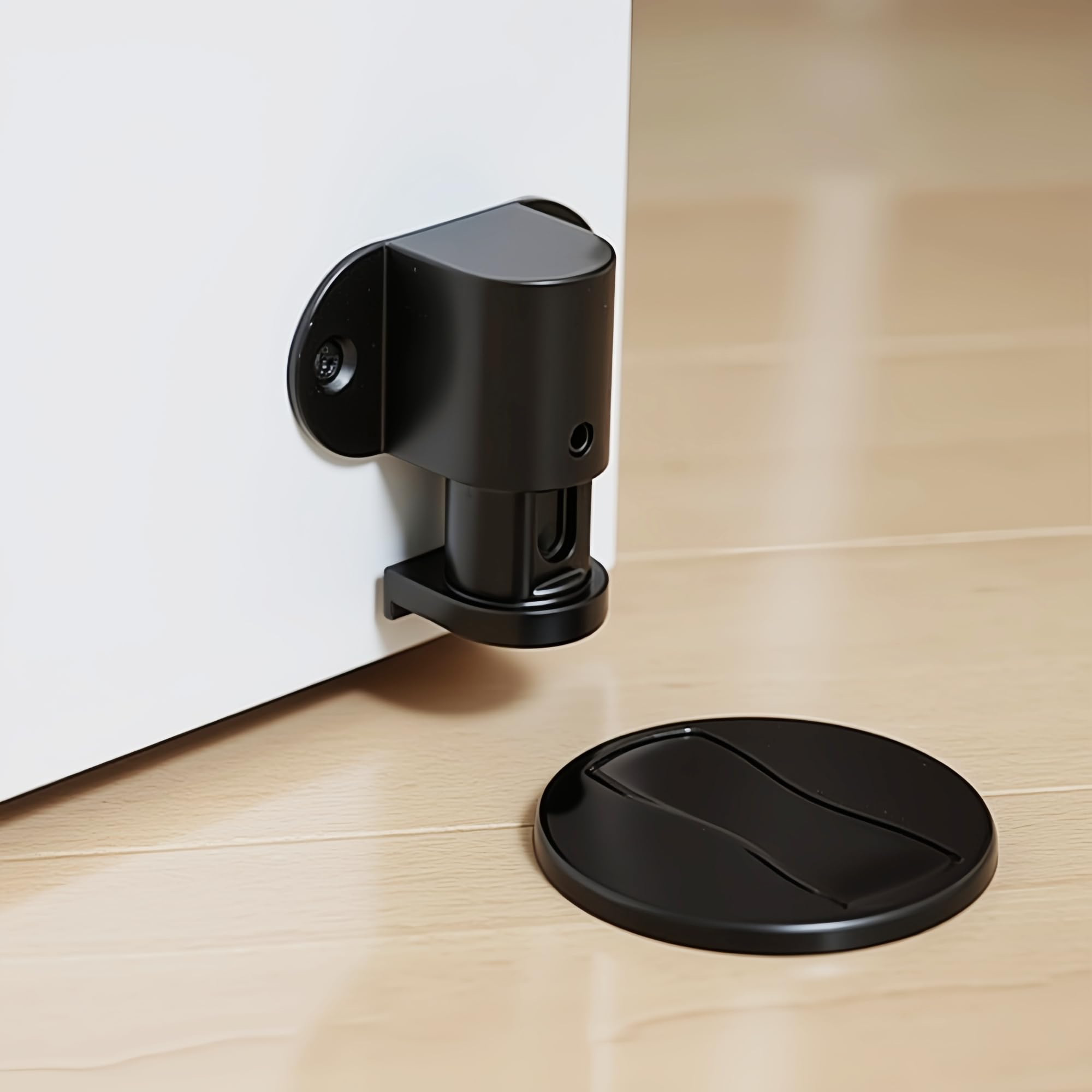 Photo 1 of Wewemux 1 Pack Magnetic Door Stopper – Upgraded with Nail-Free Glue, Adjustable Magnet Door Stop for Bottom of Door, Floor Mount Magnetic Door Holder Catch No Drilling (Black)
