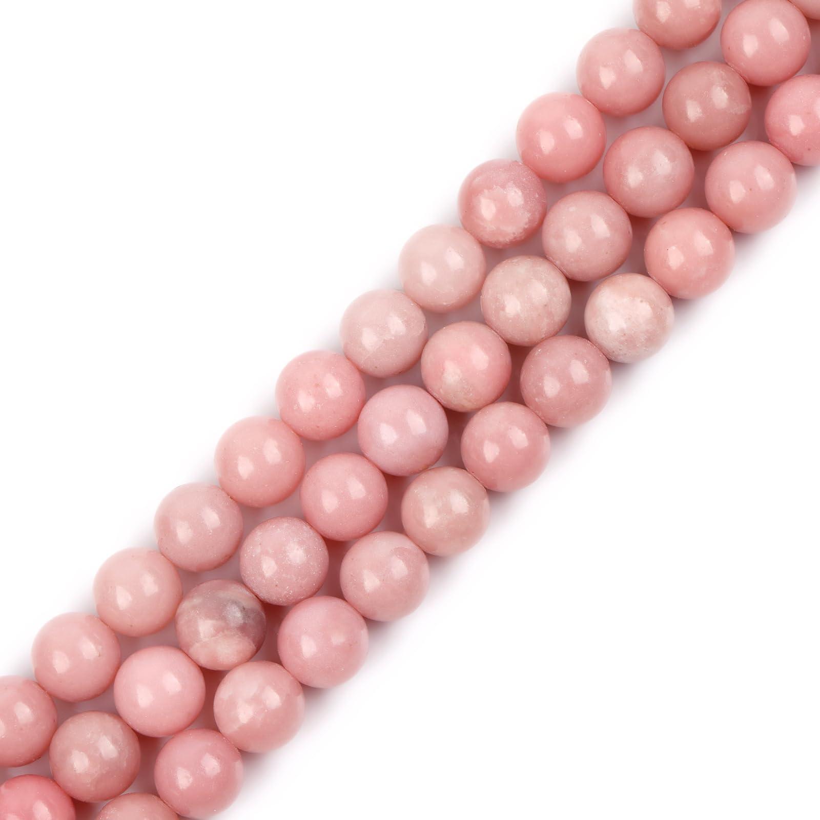 GEM-Inside Natural 10mm Pink Opal Round Gemstone Semi Precious Loose Beads for Jewellery Making 15''