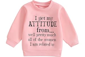 Douhoow Toddler Girl Sweatshirt I Get My ATTITUDE Pullover Sweatshirt Baby Girl Tops Cute Fall Winter Clothes
