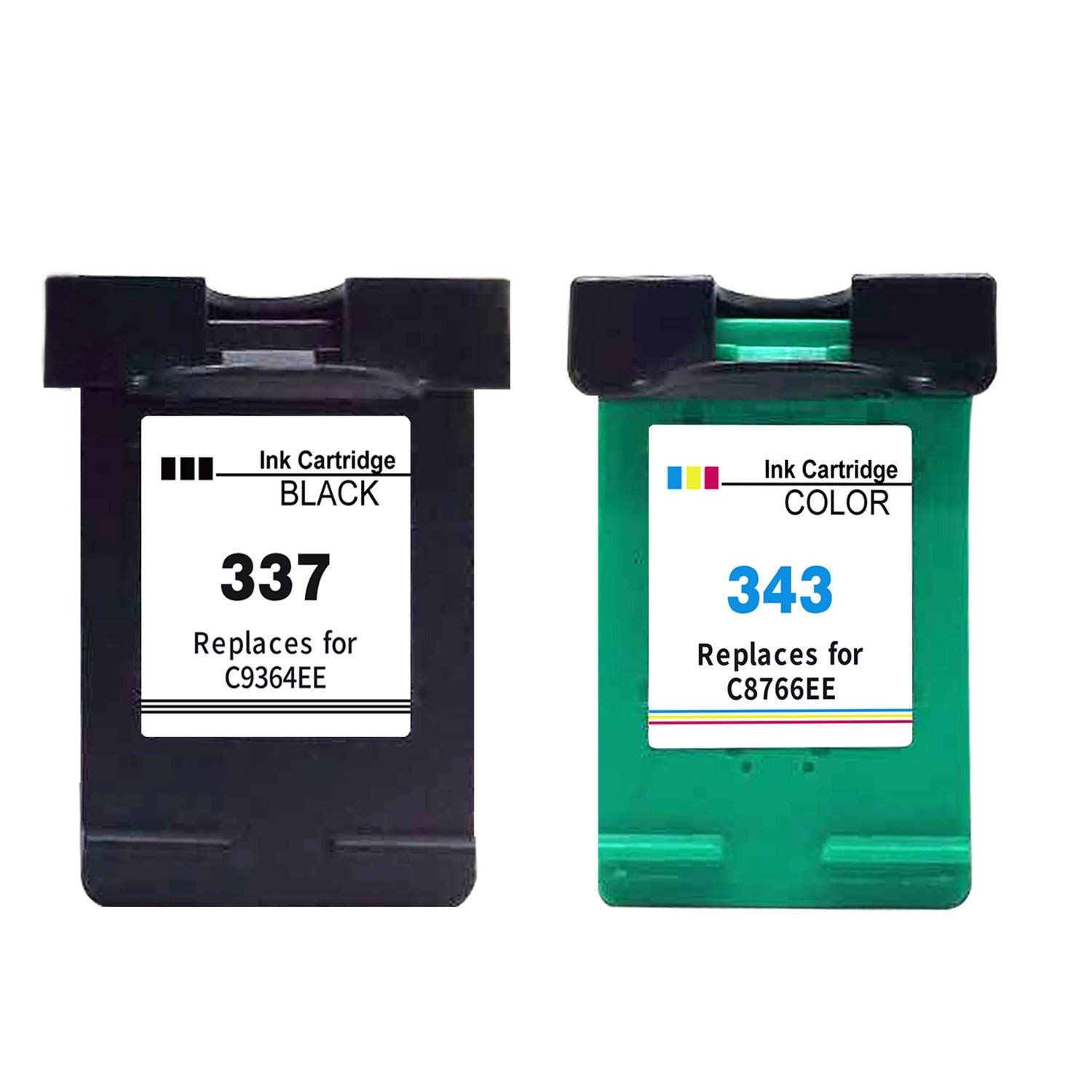 Ink_seller 2 Pack Remanufactured Printer Cartridges Compatible with HP 337  HP 343 for HP Deskjet D4160 5940 6980 Officejet 6300 6304 6305 6307 6310  6310XI ...
