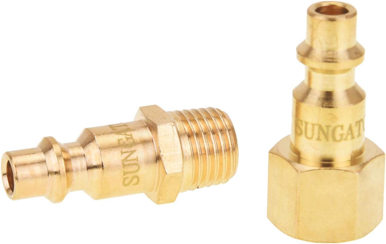 Air Fittings, Air Coupler and Plug Kit, Solid Brass Quick Connect Set, Industrial 1/4" NPT Air Tool Fittings Set with Storage Case (16-Piece) - - 