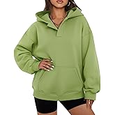 onlypuff Women Essential Hoodies Pullover Sweatshirt Long Sleeve Kangaroo Pocket Fleece Basic Sweater