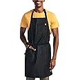 hedley & bennett Essential Apron - Professional Chef Apron with Pockets and Cross Back Straps for Cooking & Grilling - Chef Aprons for Men & Women - 8oz 100% Cotton Twill Fabric - Abalone Black