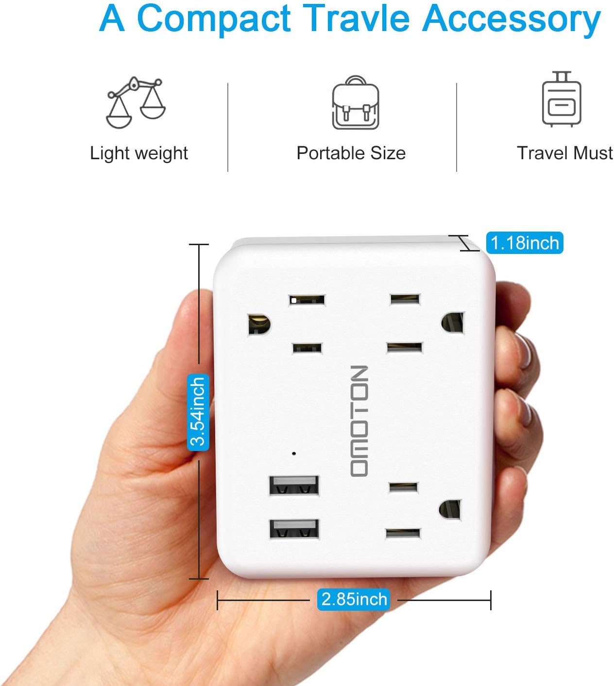 Cruise Power Strip No Surge Protector, OMOTON Travel Wall Tap with 3 Outlets & 2 USB Charging Ports,Travel Cruise Ship Accessories Must Have, Ultra Compact for Travel Home Hotel office-White: Home Audio & Theater