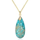 Wovanoo Stone Necklaces for Women Teardrop Gemstone Pendant Necklace Natural Stone Chain Necklaces
