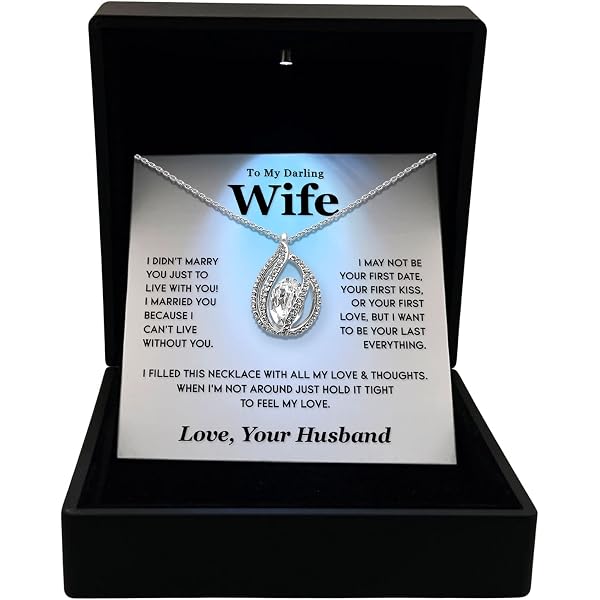 To My Smoking Hot Wife Necklace - Stainless Steel Cubic Zirconia Heart Pendant, 18-22" Chain - View #4