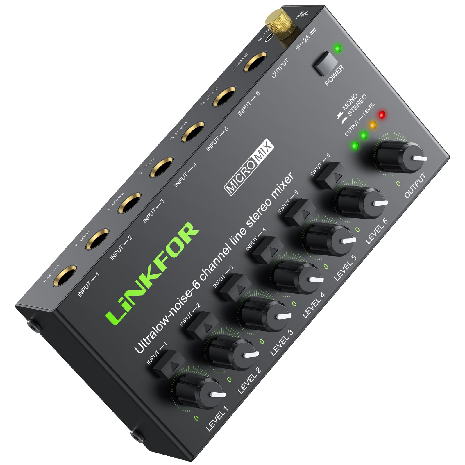LiNKFOR 6 Channel Audio Mixer, Ultra-compact 6