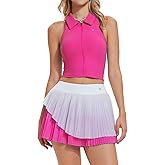 Airfree Women Tennis Skirt Set 2 Piece Outfits Racerback Golf Pickleball Athletic Skorts Tennis Dress with Pockets