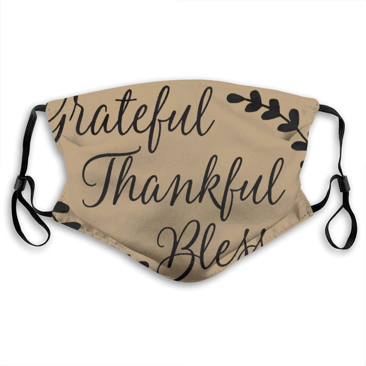 luo man Adult Grateful Thankful Blessed S Graphic Print Outdoor Face Dust Cover with Filter Black
