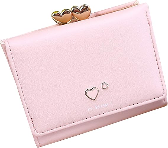 Amazon Pomaikai ミニ財布 レディース がま口 三つ折り 小さい 財布 レザー ピンク Pomaikai ポーマイカイ 財布