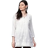 Ada Indian Hand Embroidered Chikankari Cotton Short Kurti Top Tunic for Women A208704