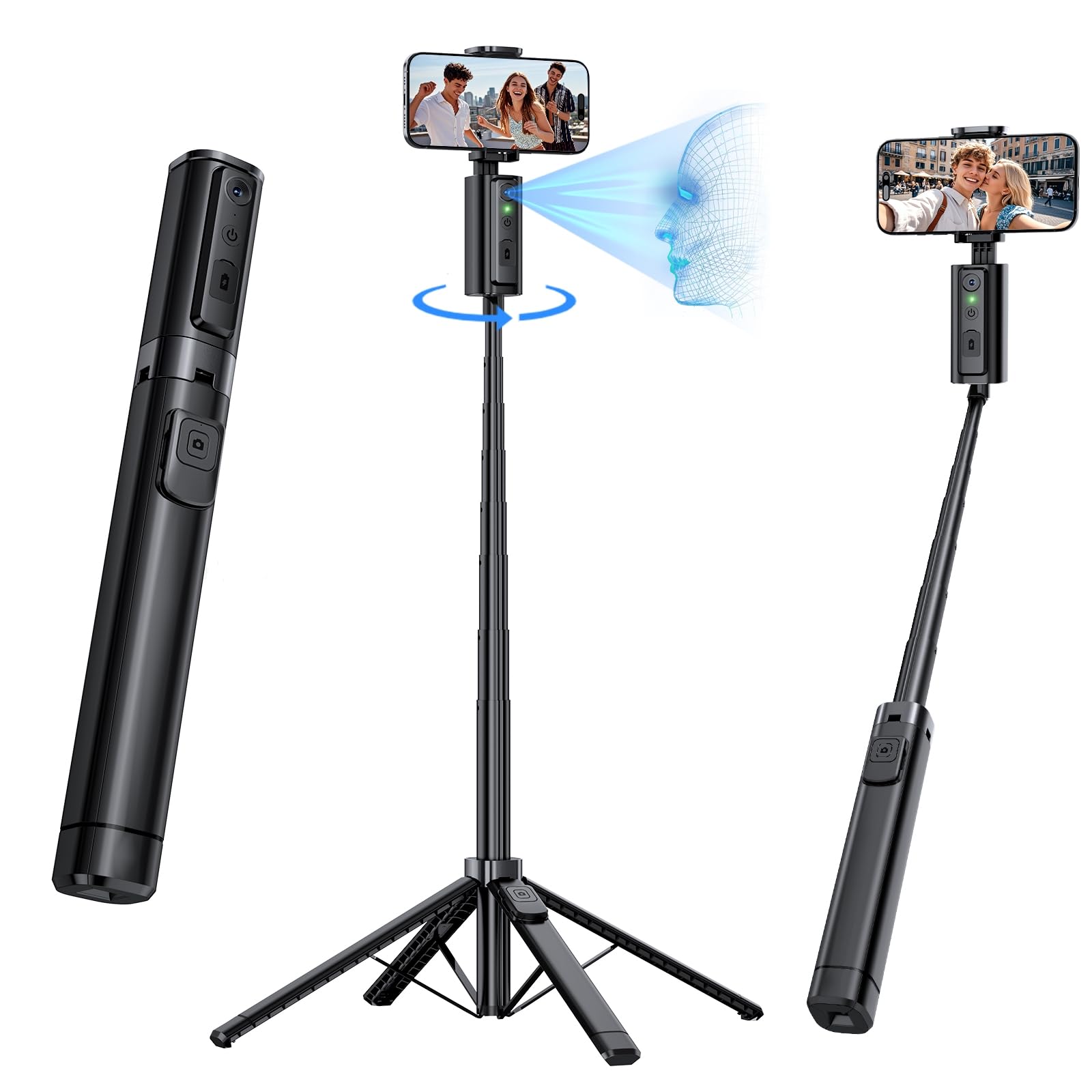 Photo 1 of UBeesize 67'' Auto Face Tracking Tripod, 360° Rotation That Follows Your Movement, Selfie Stick with Remote for TikTok Vlog/Video Recording, Phone Tripod for Android/iPhone 17 16 15 14 13 Series