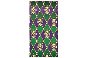 Naanle Stylish Mardi Gras Carnival Fleur De Lis Check Pattern Soft Highly Absorbent Guest Large Home Decorative Hand Towels Multipurpose for Bathroom, Hotel, Gym and Spa (16 x 30 Inches)