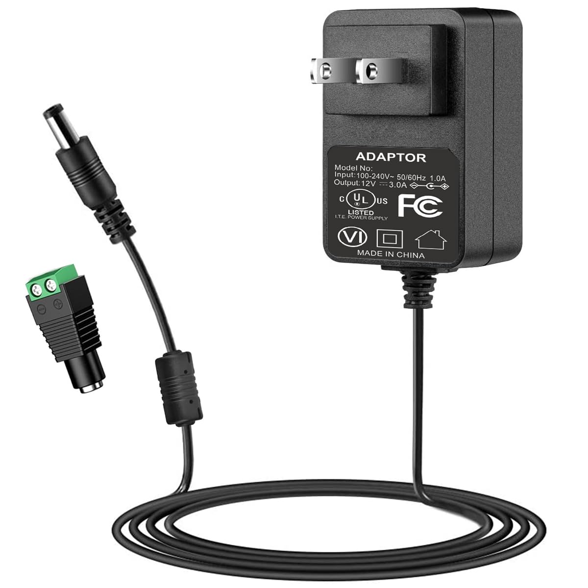 Photo 1 of 12V 3A Power Adapter, UL Listed 100-240V AC to DC 12V 3Amp 36W Power Suppy, 12Volt 3000mA 2.5A 2A 1A Wall Wart AC/DC Power Converter for LED Strip Light CCTV Camera Router PC Monitor.