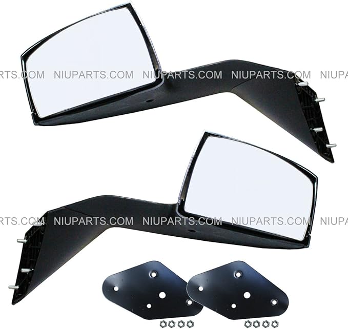 Hood Mirror Chrome Driver & Passenger Side with Mounting Kits (Fit