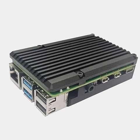 nbvmngjhjlkjlUK Radiador CNC de Aluminio Caja Protectora Carcasa disipador de Calor para Frambuesa pi 4 con Ventilador de refrigeración Hoja de aleación de Aluminio (Negro)