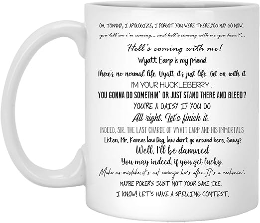 Amazon Com Taza De Cafe Con Citas De Pelicula Tombstone De 325 Ml Diseno Rustico Kurt Con Texto En Ingles Kurt Russell Val Kilmer Gifs Para Fans De Tombstone Tombstone Talla Unica Kitchen Dining