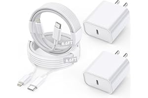 DELTUCCI Long Apple iPhone Fast Charger,Fast Charging iPhone 2Pack PD Type C Wall Charger Fast Charging Apple Adapter 6.6FT USB-C to Lightning Cable Apple Chargers for iPhone 14/13/12/Pro/Max/11/XR/X/8/SE/iPad