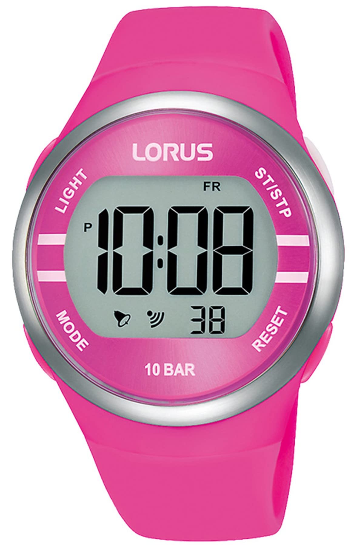 Lorus Digital Quartz Watch with Silicone Strap, Pink, Fashion
