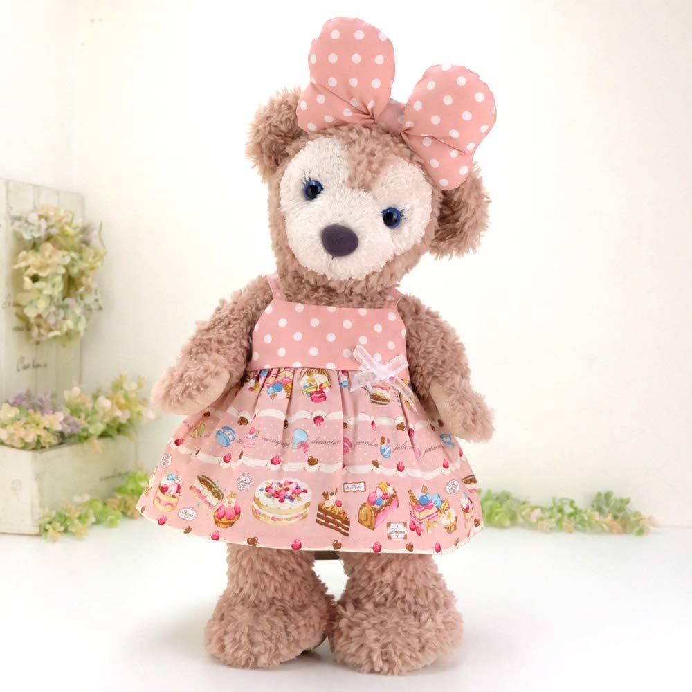Amazon ダッフィー シェリーメイ ぬいぐるみ用 コスチューム 服 洋服 着せ替え 衣装 43cm Sサイズ 手作り ハンドメイド ディズニー シー くま Duffy Shelliemey Cushucush 194s キャミソール ワンピース 薄いピンク 水玉 スイーツ柄 リボン 2点セット