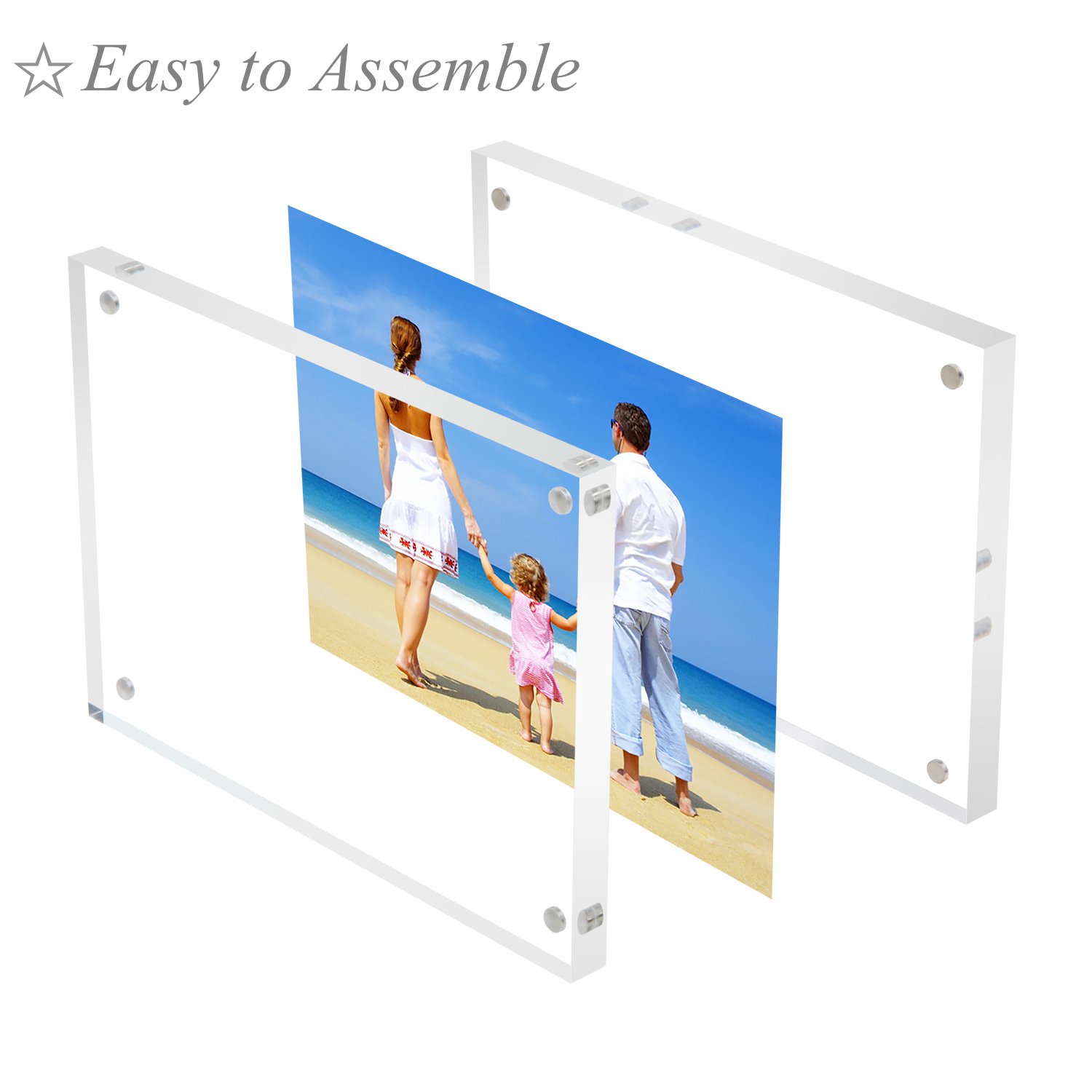 8x10 Acrylic Picture Frame, Clear 15 + 15MM Thickness Double