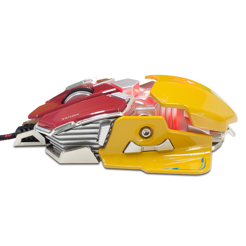 YCCTEAM Gaming Mouse with 4,000 DPI, Programmable 9 Buttons, USB Wired Gaming Mice for Pro Gamer (Red&Yellow)