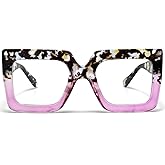 AIEYEZO Oversized Square Blue Light Glasses for Women Cute Big Frame Glasses Fashion Clear Multi-Color Computer Eyewear