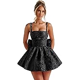 Satin Spaghetti Straps Homecoming Dresses for Teens Aline Square Neck Short Cocktail Party Gowns with Bow