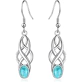 Tungstory Turquoise Earrings Sterling Silver Lightweight Celtic Dangle Earrings Celtic Jewelry for Women