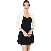 AmélieBoutik Women Ruched Casual 3/4 Sleeve Bolero Cropped Shrug Open Front Cardigan Jacket