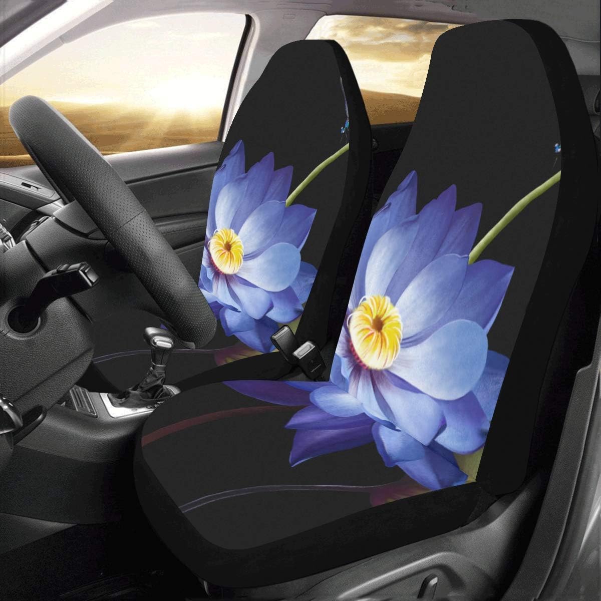 JOCHUAN Car Seat Covers Large Dragonfly On A Water Lily Bud Universal Fit Auto Car Seat Covers Protector For Auto Truck Suv Vehicle Women Lady (2 Front) Jeep Car Cover
