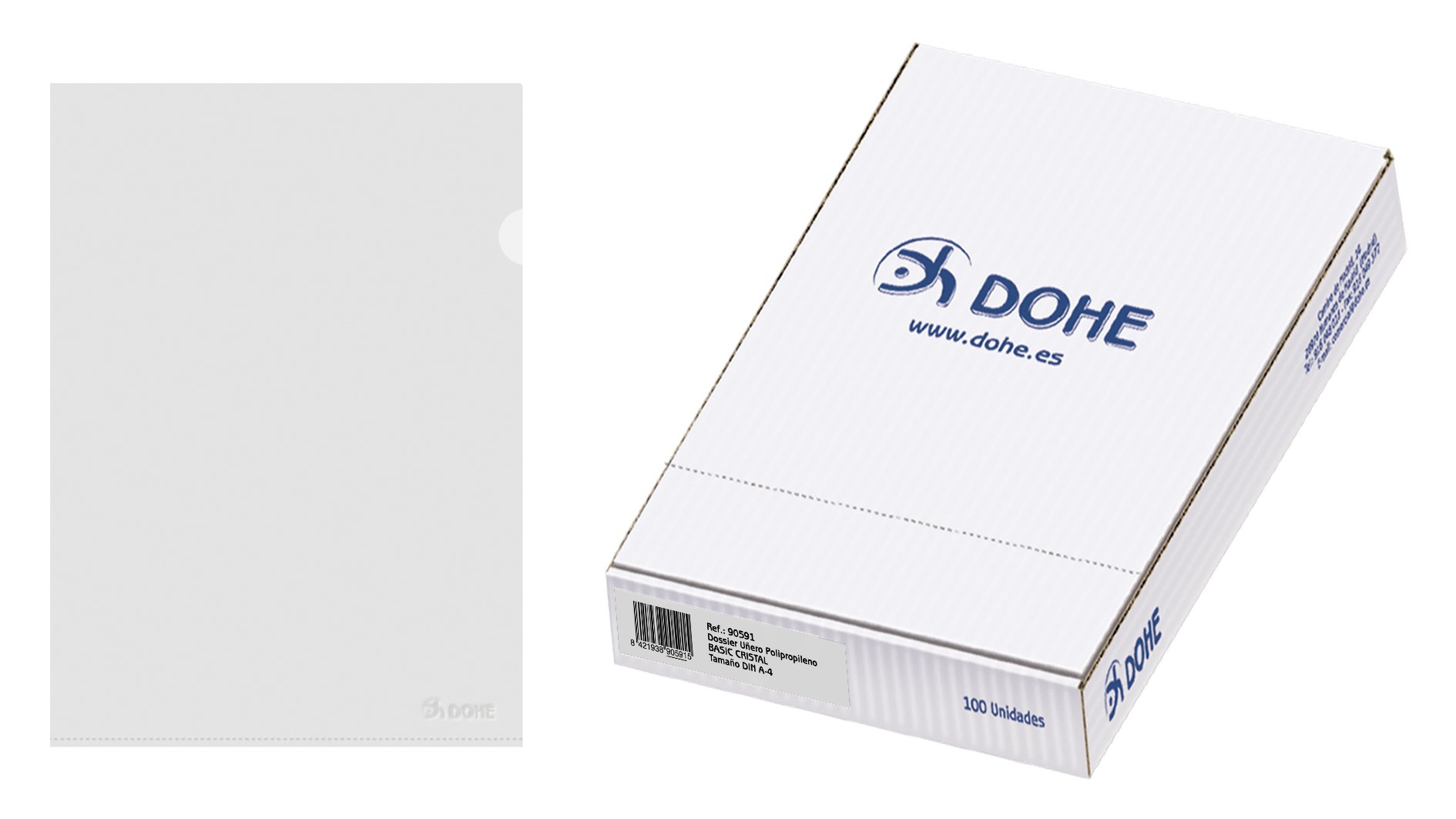 Dohe 90591 – Box of Tab File Wallets, A4, Clear, Pack of 100