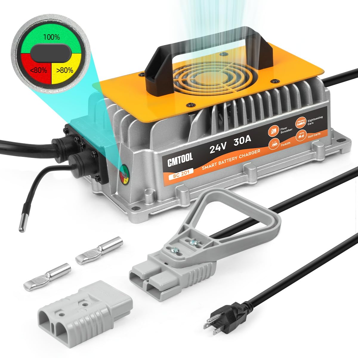 Photo 1 of Forklift Battery Charger 24V 30A Forklift Charger 24 Volt Battery Charger with Temp Sensor 24 Volt Forklift Battery Charger with Anderson Plug Lead Acid Battery Charger for Pallet Jack, Floor Scrubber
